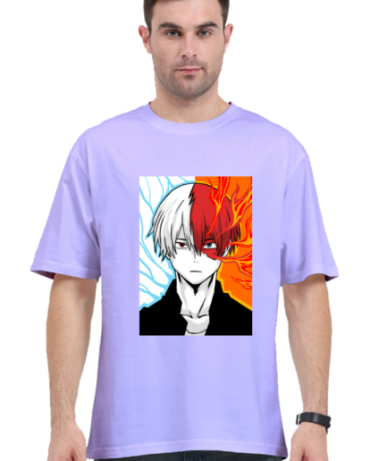 Men’s Iris Lavender Anime Graphic Oversized T-Shirts